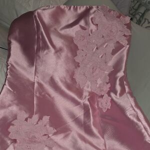 Elliatt Blush Floral Applique  Pink Satin Dress Bustier New Xl